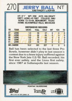 1992 Topps - Gold #270 Jerry Ball Back