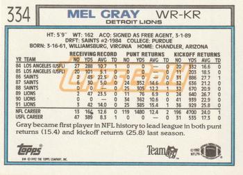 1992 Topps - Gold #334 Mel Gray Back