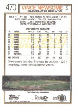 1992 Topps - Gold #470 Vince Newsome Back