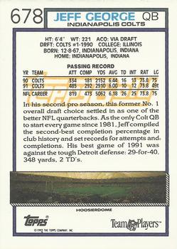 1992 Topps - Gold #678 Jeff George Back
