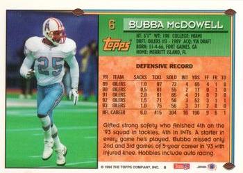 1994 Topps - Special Effects #6 Bubba McDowell Back