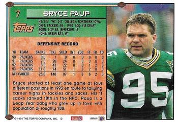 1994 Topps - Special Effects #7 Bryce Paup Back