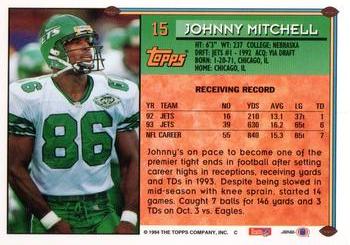 1994 Topps - Special Effects #15 Johnny Mitchell Back
