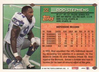 1994 Topps - Special Effects #22 Rod Stephens Back
