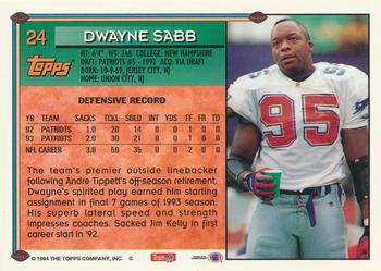1994 Topps - Special Effects #24 Dwayne Sabb Back