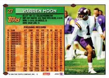 1994 Topps - Special Effects #27 Warren Moon Back