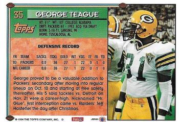 1994 Topps - Special Effects #35 George Teague Back