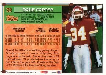 1994 Topps - Special Effects #38 Dale Carter Back