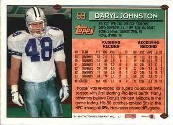 1994 Topps - Special Effects #59 Daryl Johnston Back
