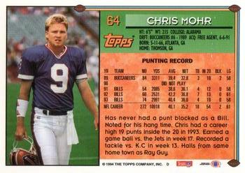 1994 Topps - Special Effects #64 Chris Mohr Back