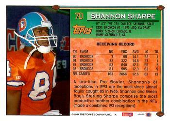 1994 Topps - Special Effects #70 Shannon Sharpe Back