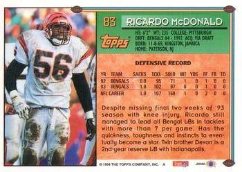 1994 Topps - Special Effects #83 Ricardo McDonald Back