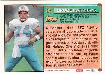 1994 Topps - Special Effects #85 Bruce Matthews Back