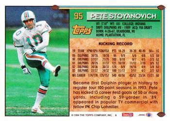 1994 Topps - Special Effects #95 Pete Stoyanovich Back