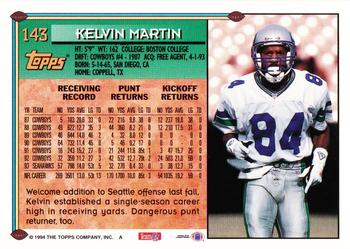 1994 Topps - Special Effects #143 Kelvin Martin Back