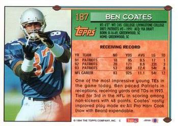 1994 Topps - Special Effects #187 Ben Coates Back