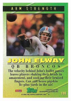 1994 Topps - Special Effects #196 John Elway Back