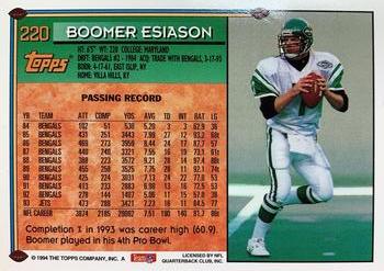 1994 Topps - Special Effects #220 Boomer Esiason Back