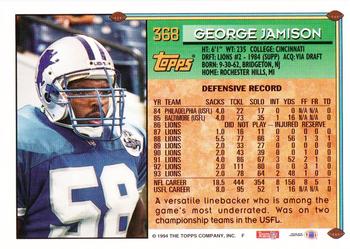1994 Topps - Special Effects #368 George Jamison Back