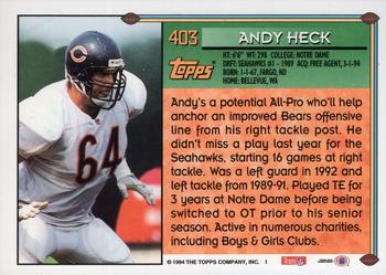 1994 Topps - Special Effects #403 Andy Heck Back