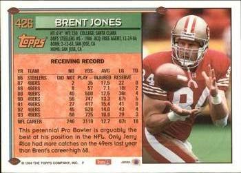 1994 Topps - Special Effects #426 Brent Jones Back