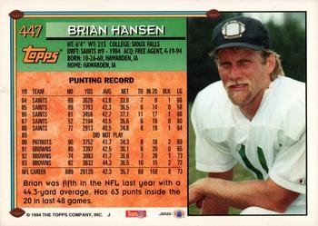 1994 Topps - Special Effects #447 Brian Hansen Back