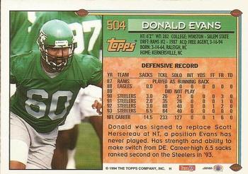 1994 Topps - Special Effects #504 Donald Evans Back