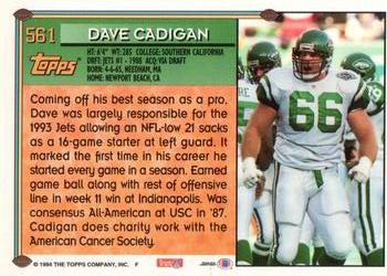 1994 Topps - Special Effects #561 Dave Cadigan Back