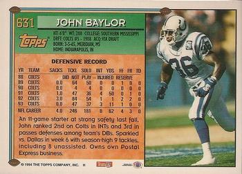 1994 Topps - Special Effects #631 John Baylor Back