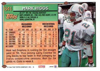 1994 Topps - Special Effects #641 Mark Higgs Back