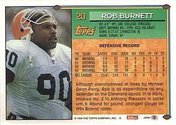 1994 Topps - Special Effects #20 Rob Burnett Back