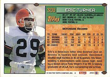 1994 Topps - Special Effects #308 Eric Turner Back