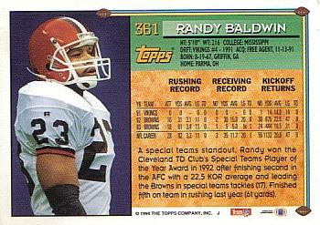 1994 Topps - Special Effects #361 Randy Baldwin Back