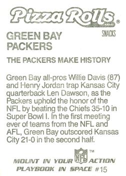 1986 Jeno's Pizza Rolls NFL Action Stickers #15 The Packers Make History Back