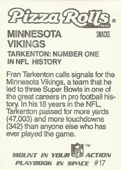 1986 Jeno's Pizza Rolls NFL Action Stickers #17 Tarkenton: Number One in NFL History Back