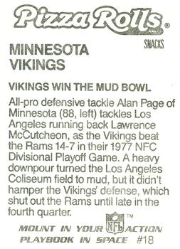 1986 Jeno's Pizza Rolls NFL Action Stickers #18 Vikings Win the Mud Bowl Back