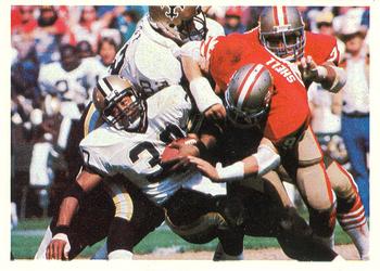 1986 Jeno's Pizza Rolls NFL Action Stickers #26 Saints Shock Super Bowl Champs Front