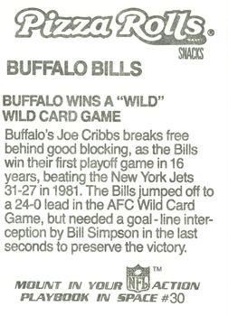 1986 Jeno's Pizza Rolls NFL Action Stickers #30 Buffalo Wins a 
