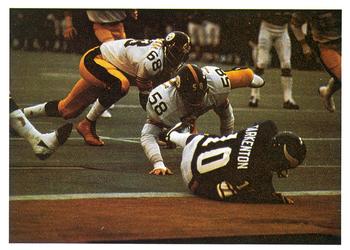 1986 Jeno's Pizza Rolls NFL Action Stickers #45 The Steel Curtain Closes In Front