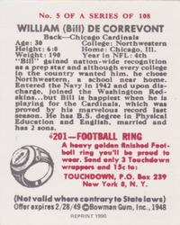 1990 1948 Bowman (Reprint) #5 Bill DeCorrevont Back
