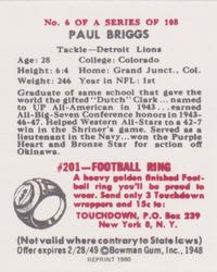 1990 1948 Bowman (Reprint) #6 Paul Briggs Back
