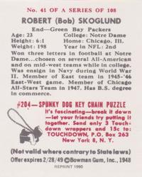 1990 1948 Bowman (Reprint) #41 Bob Skoglund Back