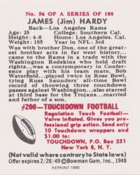 1990 1948 Bowman (Reprint) #56 Jim Hardy Back
