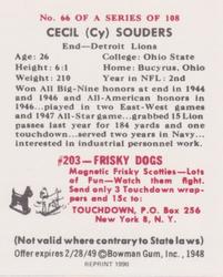 1990 1948 Bowman (Reprint) #66 Cecil Souders Back