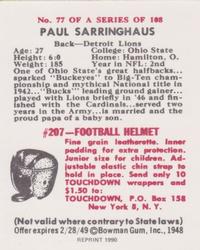 1990 1948 Bowman (Reprint) #77 Paul Sarringhaus Back
