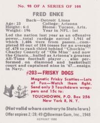 1990 1948 Bowman (Reprint) #98 Fred Enke Back