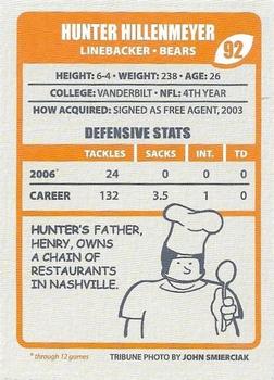 2006 Chicago Tribune Chicago Bears #NNO Hunter Hillenmeyer Back