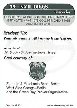 2005 Green Bay Packers Police - Farmers & Merchants Bank - Berlin #10 Na'il Diggs Back
