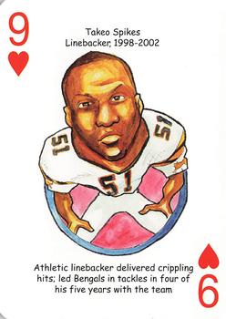 2009 Hero Decks Cincinnati Bengals Football Heroes Playing Cards #9♥ Takeo Spikes Front