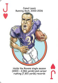 2013 Hero Decks Baltimore Colts & Ravens Football Heroes Playing Cards #J♥ Jamal Lewis Front